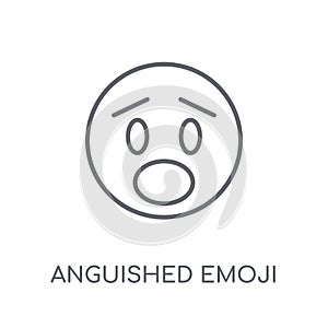 Anguished emoji linear icon. Modern outline Anguished emoji logo photo