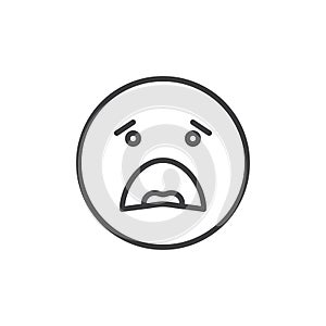 Anguished face emoticon line icon photo