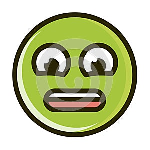 Anguished funny smiley emoticon face expression line and fill icon photo
