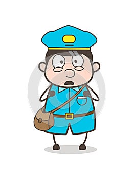 Anguished Postboy Face Expression Vector