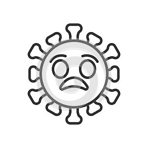 Anguished virus face line icon photo