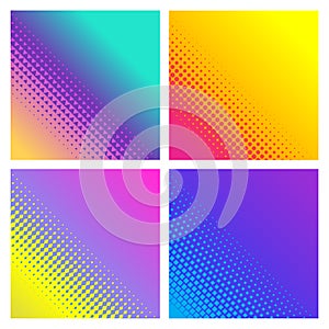 Angular Colorful halftone gradients. Minimal design.