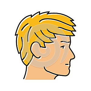 angular fringe hairstyle male color icon vector illustration