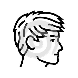 angular fringe hairstyle male line icon vector illustration