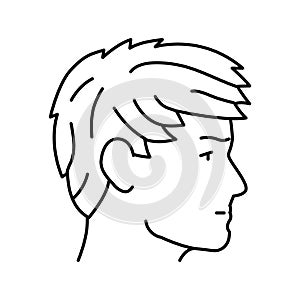 angular fringe hairstyle male line icon vector illustration