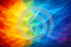 Low - Poly style rainbow - gradient geometric pattern, showcasing angular,