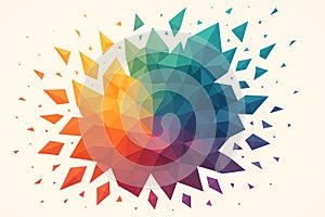 Low - Poly style colorful gradient geometric flower pattern, showcasing angular,