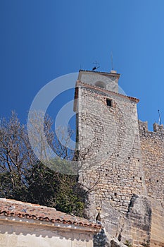 Angular tower of medieval castle. Guaita, San Marino