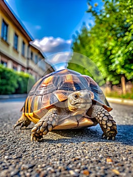 Angulate Tortoise turtle stay street photo