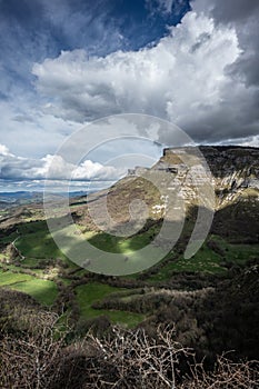 Angulo valley mountains under the clouds in Burgos photo