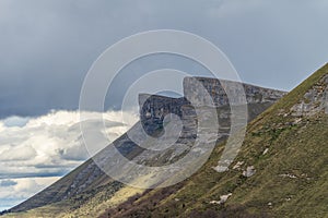 Angulo valley mountains under the clouds in Burgos photo