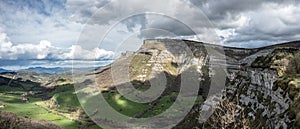 Angulo valley mountains under the clouds in Burgos 21:9 photo