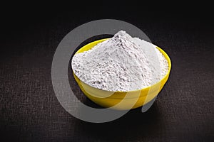 Anhydrous monocalcium phosphate is produced chemically for commercial use. Used in the food industry as a buffer, fixing agent,