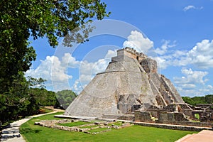 Anicent mayan pyramid Uxmal in Yucatan, Mexico