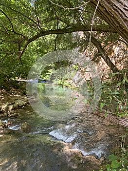 Aniene rapids. River located in Subiaco, near Rome, Lazio. Italy photo