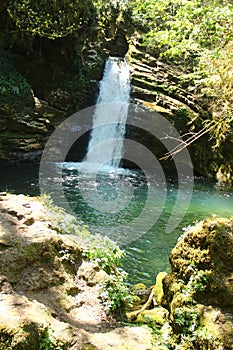 The Aniene river near Subiaco. The Trevi`s fall photo