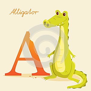 Animal alphabet with alligator