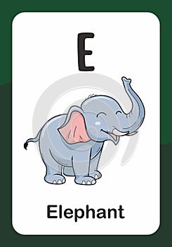 Animal Alphabet Flash Card - E for Elephant