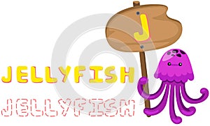 Animal alphabet j with jellyfish