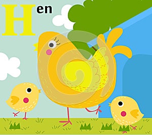 Animal alphabet for the kids: H for the Hen