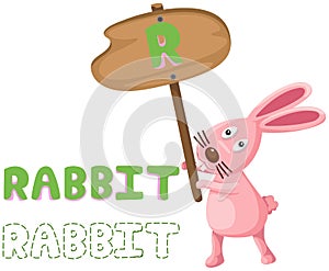 Animal alphabet r with rabbit