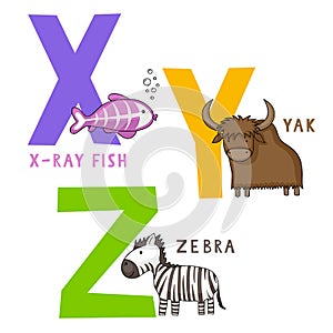 Animal Alphabet X, Y and Z