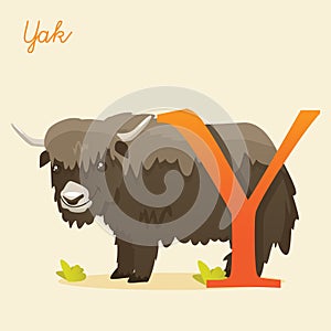 Animal alphabet with yak