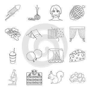 Animal, atelier, medicine and other web icon in outline style.food, sport, nature icons in set collection. photo