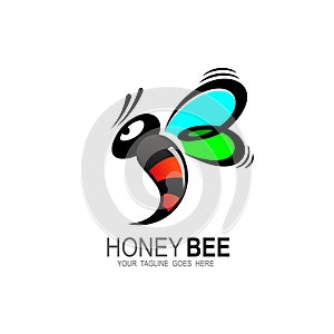 Animal Bee Honey Logo Vector, Bee honey logo