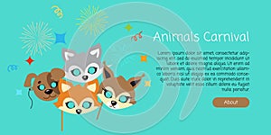 Animal Carnival. Decoration. Cartoon Masks on Face