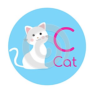 Alphabet C Cute Cat Vector Animal Cartoon