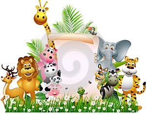 Animal cartoon with blank sign