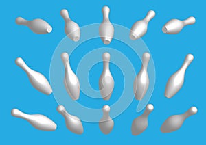 Isolated Bowling Pins 3D Vector Illustration