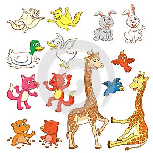 Animal cartoon set.