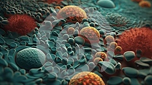 Animal cell eukaryote background wallpaper for PowerPoint and presentations ai generated