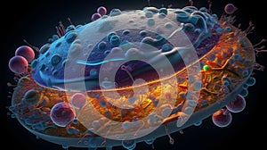 Animal cell eukaryote close up background wallpaper for PowerPoint and presentations ai generated