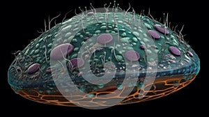 Animal cell eukaryote close up background wallpaper for PowerPoint and presentations ai generated