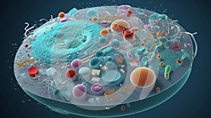 Animal cell eukaryote close up background wallpaper for PowerPoint and presentations ai generated