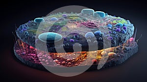Animal cell eukaryote close up background wallpaper for PowerPoint and presentations ai generated