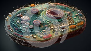 Animal cell eukaryote close up background wallpaper for PowerPoint and presentations ai generated