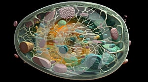 Animal cell eukaryote close up background wallpaper for PowerPoint and presentations ai generated