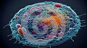 Animal cell eukaryote close up background wallpaper for PowerPoint and presentations ai generated