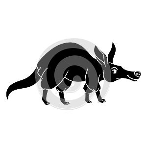 Animal character funny aardvark silhouette. Children's illustration.