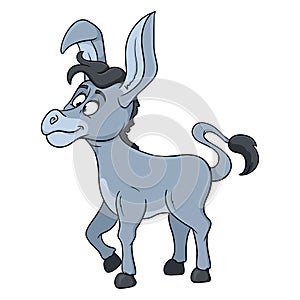 Animal character funny donkey in cartoon style