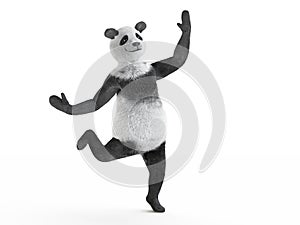 Animal character personage panda dancing modern