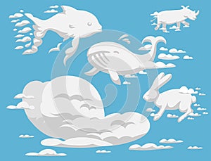 Animal clouds silhouette pattern vector illustration abstract sky cartoon environment natural ornament