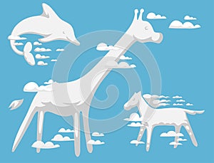 Animal clouds silhouette pattern vector illustration abstract sky cartoon environment natural wilding beast ornament