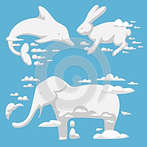 Animal clouds silhouette pattern vector illustration abstract sky cartoon environment natural wilding beast ornament