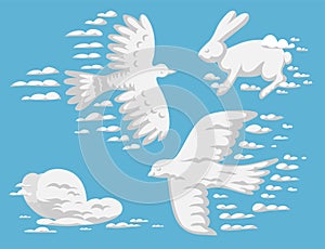 Animal clouds silhouette pattern vector illustration abstract sky cartoon environment natural wilding beast ornament