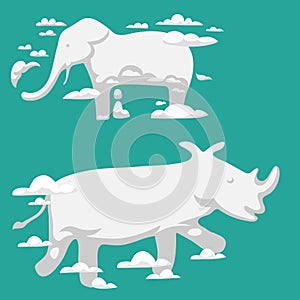 Animal clouds silhouette pattern vector illustration abstract sky cartoon environment natural wilding beast ornament